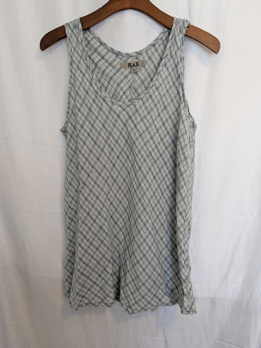 FLAX Lightweight Sleeveless Plaid Tank Top Size Medium